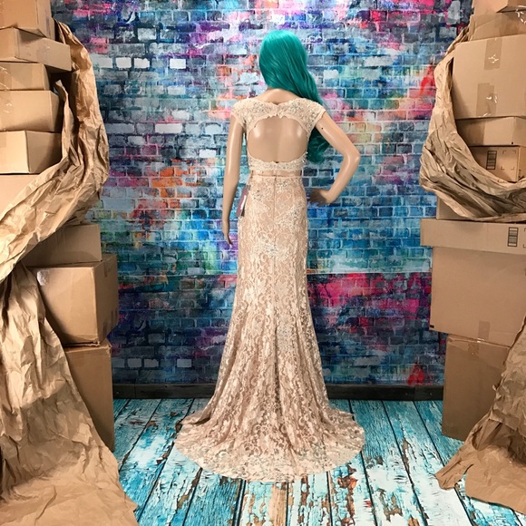 JOVANI Champagne 2pc Lace Gown! #24241 - Picture 5 of 7